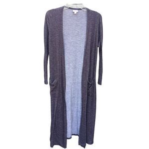 LuLaRoe Sara Long Brown Striped Cardigan Duster